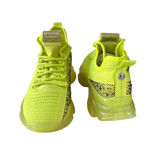 Steve Madden Maxima Lime Green Rhinestone Chunky Sneakers - Picture 3 of 7